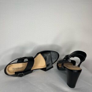 Pierre Dumas Heels Womens 10 Chunky Open Toe Black Shoes Spring Summer Party